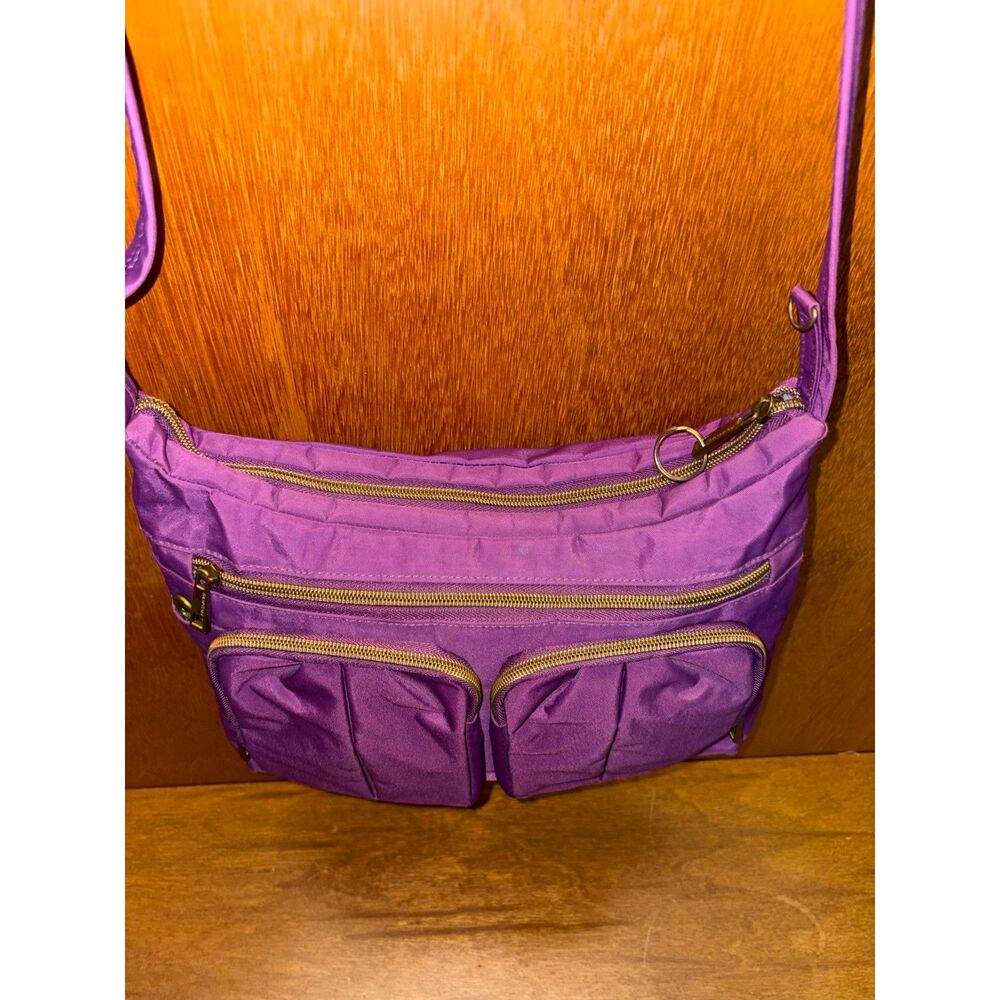 Travelon Purple Anti-Theft Double Zip Crossbody Bag RFID Bocking, sz 14 x10 x 3 - Picture 4 of 16